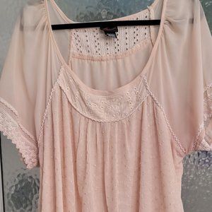 Torrid Beige Chiffon Eyelet Top size 2